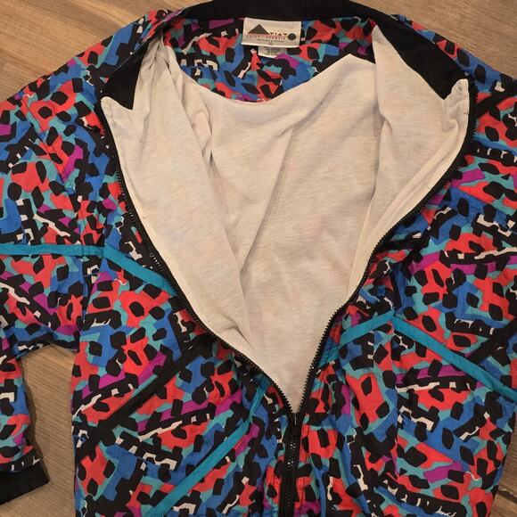 80s 90s Aviat Sportif Windbreaker Track Suit Zip Vintage Purple Blue Jacket XL - Picture 5 of 8